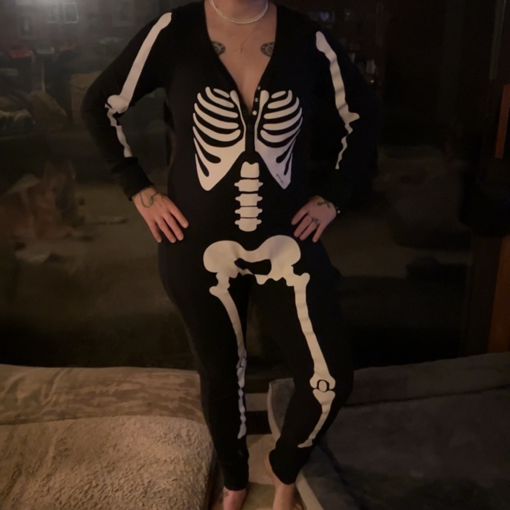 VS Pink Skeleton Onesie